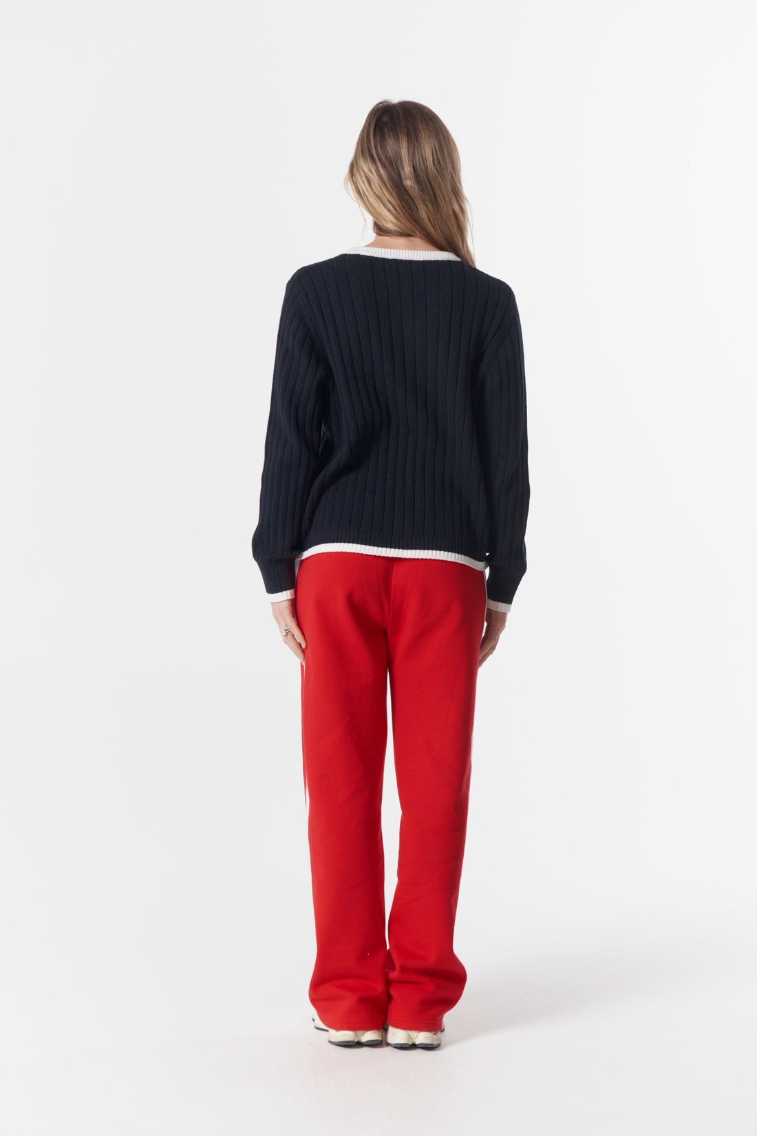 Glow V neck knit navy