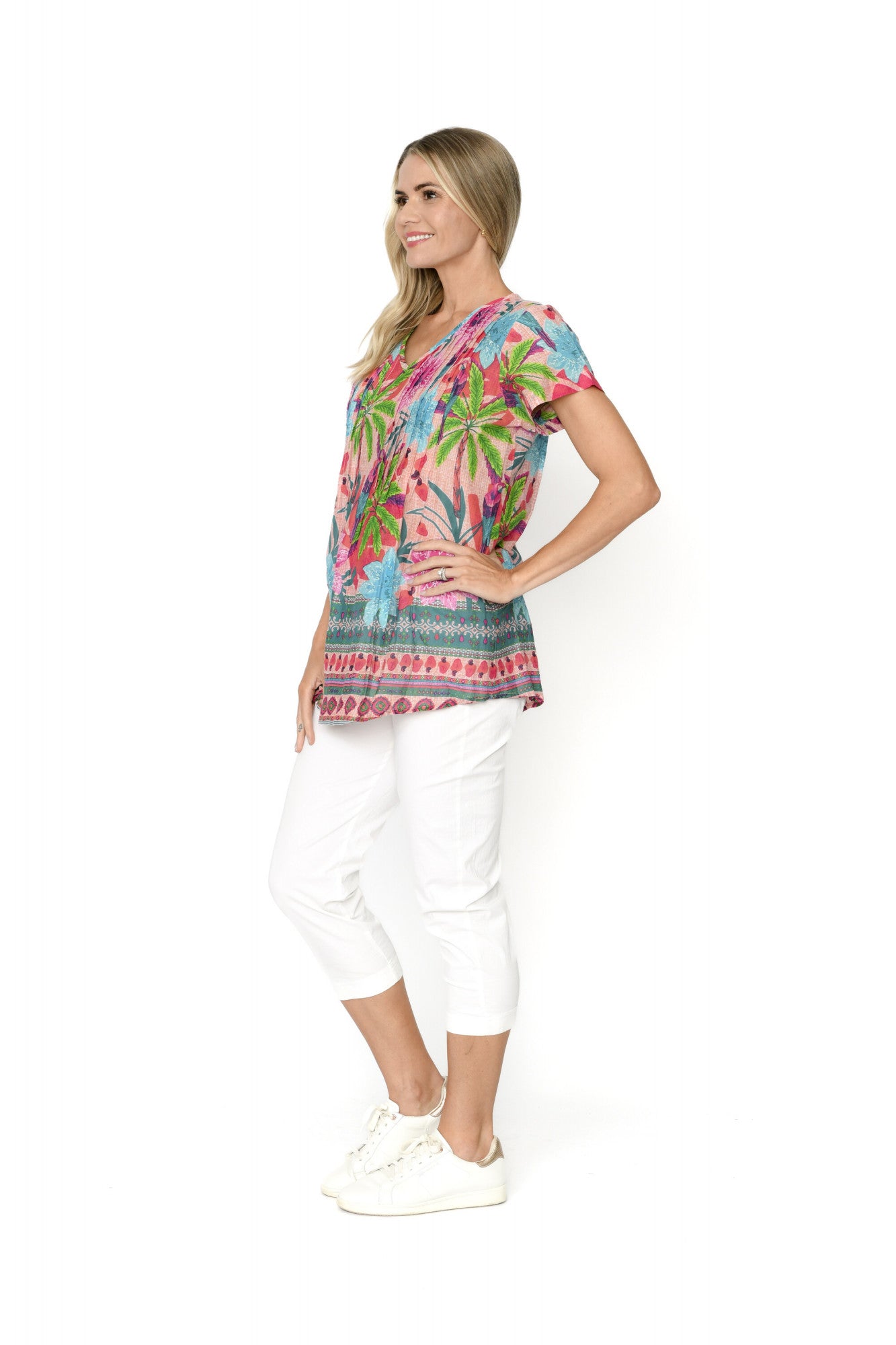 Kayla cotton blouse (Palm Parrot)