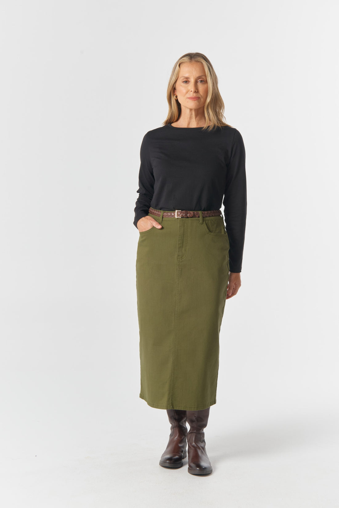 5 Pocket Maxi Skirt sage