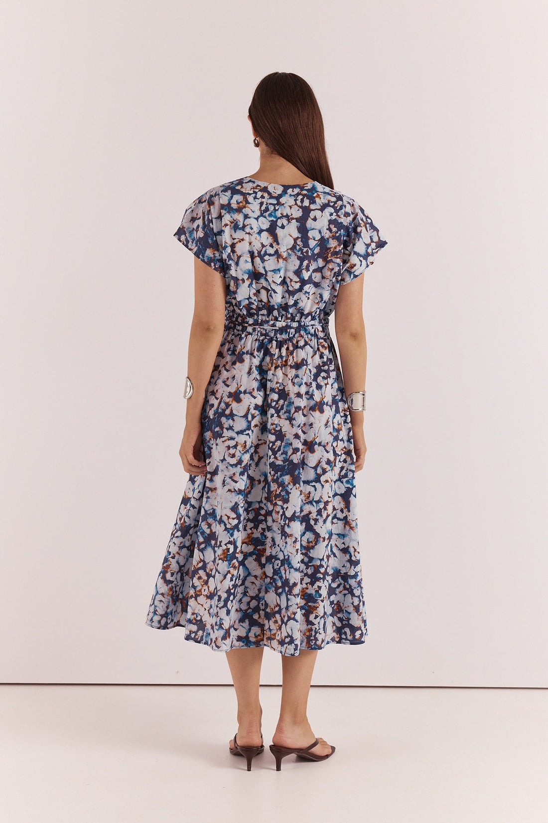 Nazalia Tie Waist Dress - violet floral
