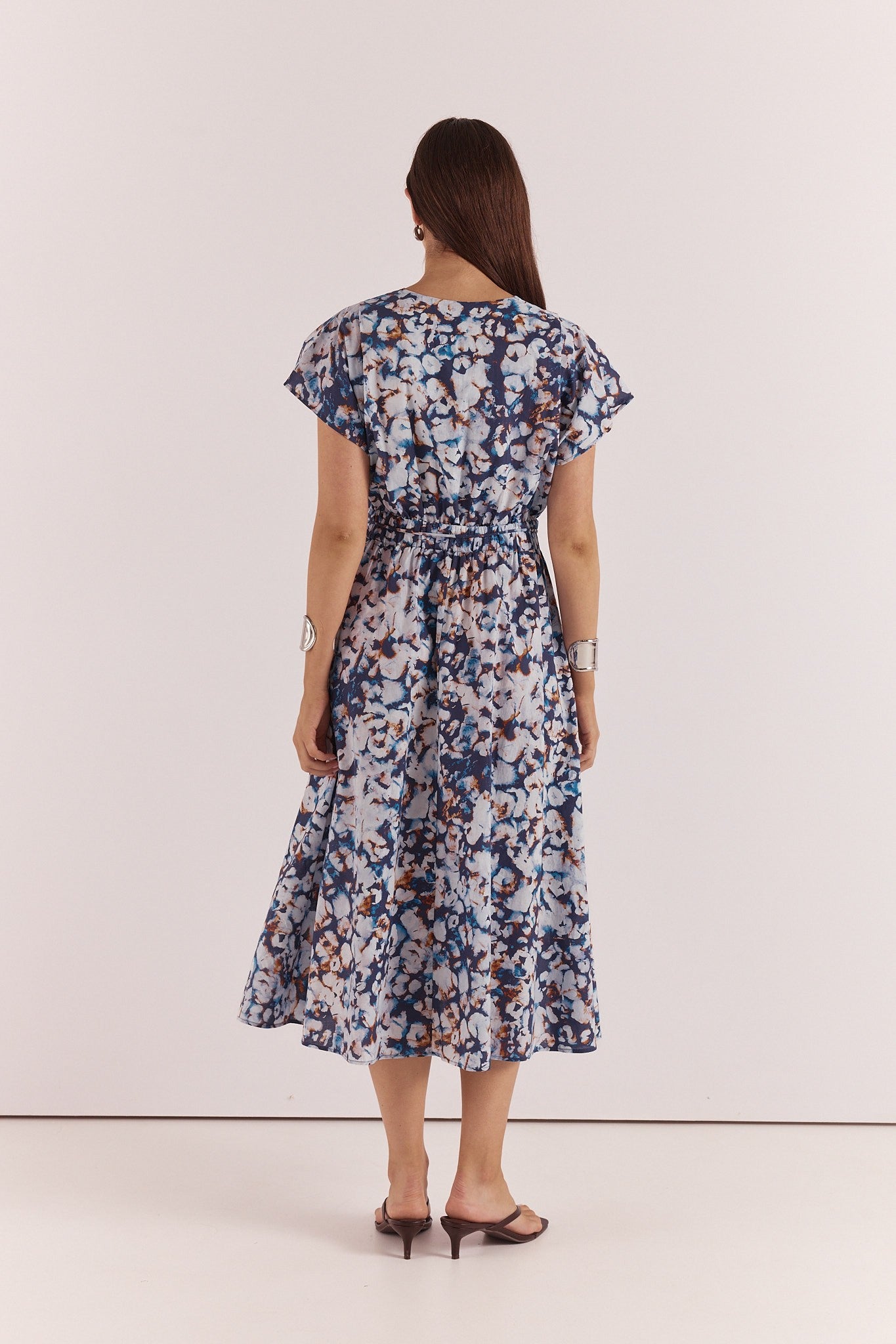 Nazalia Tie Waist Dress - violet floral