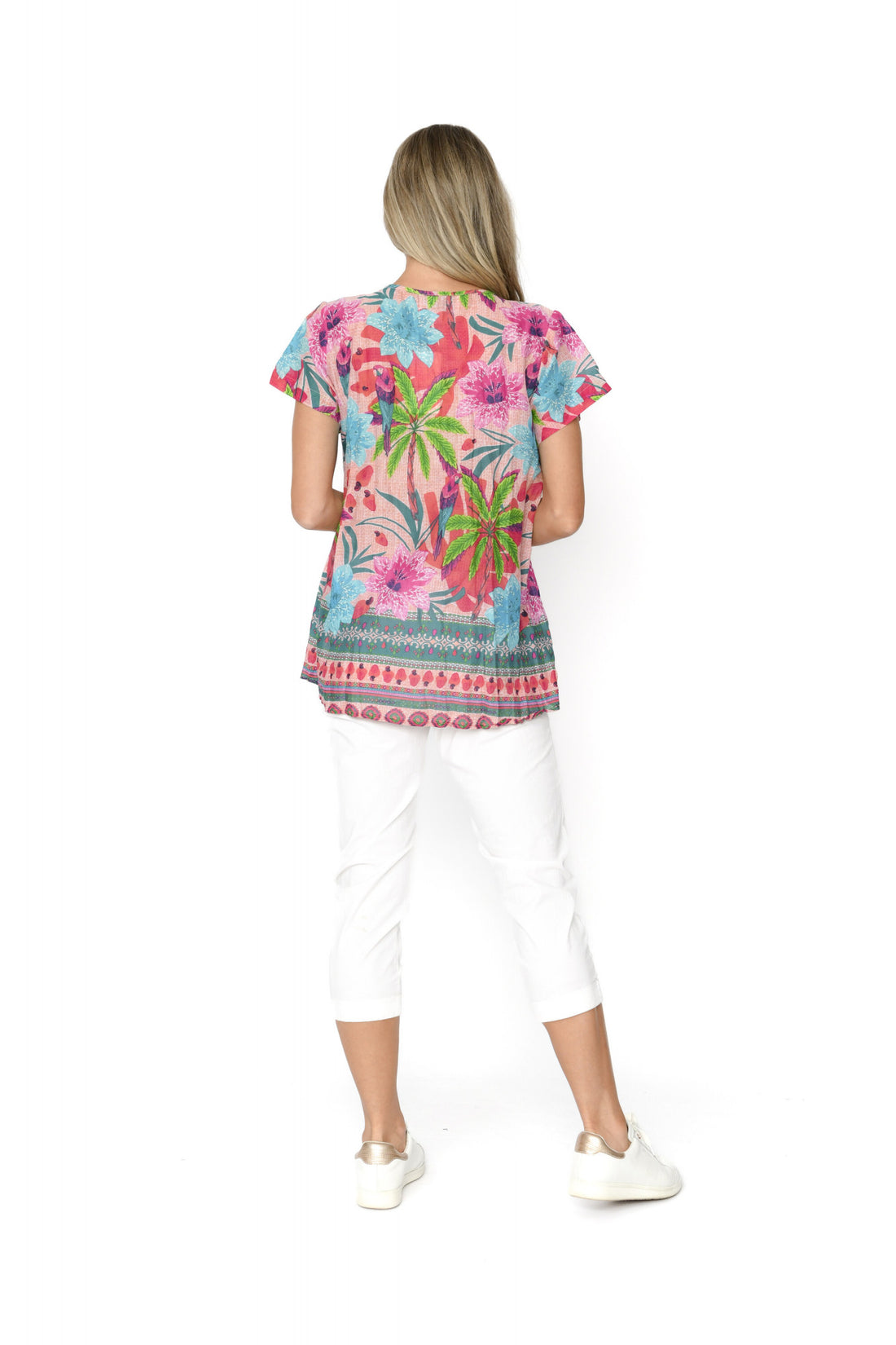 Kayla cotton blouse (Palm Parrot)