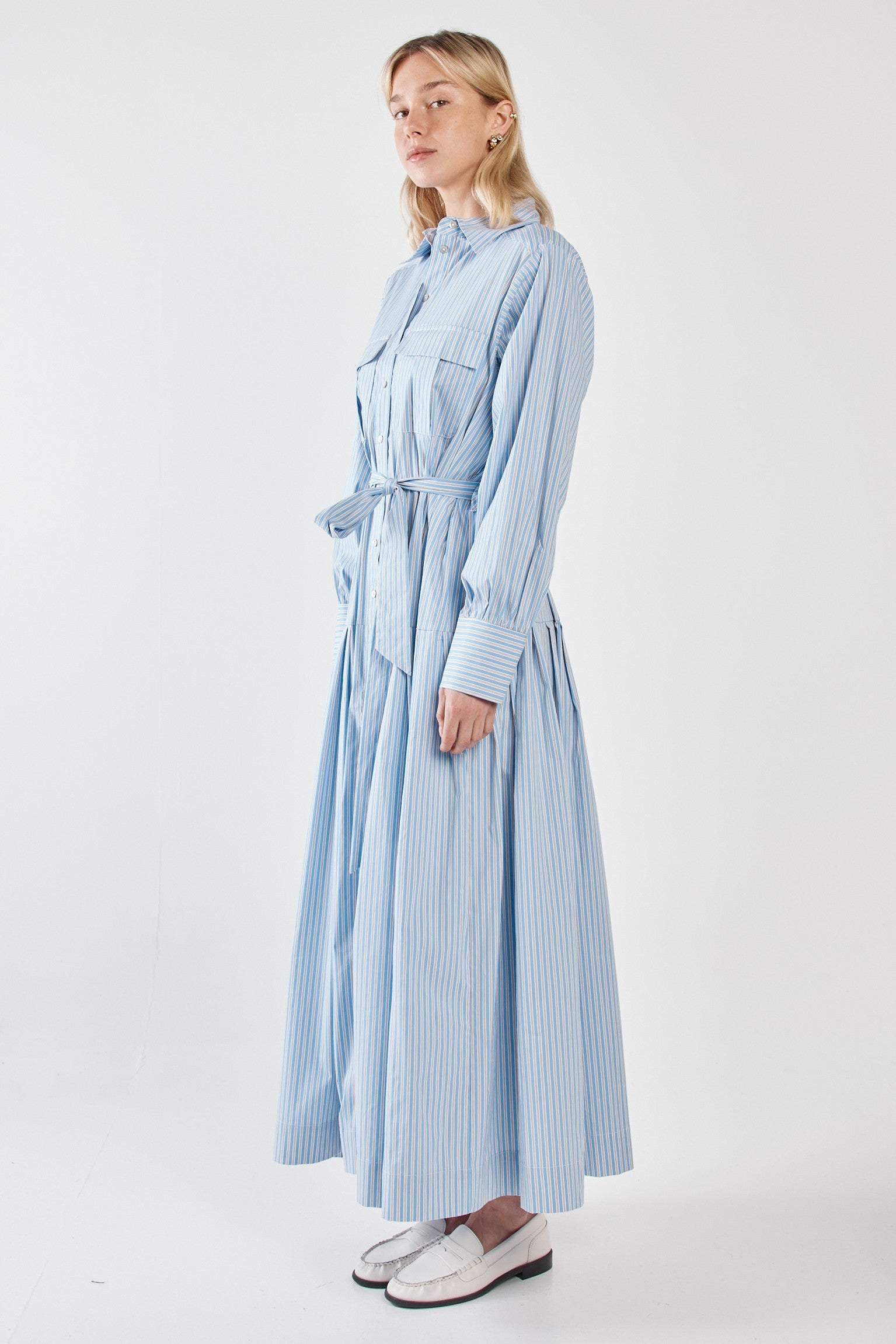 Christa striped shirt dress blue/choc