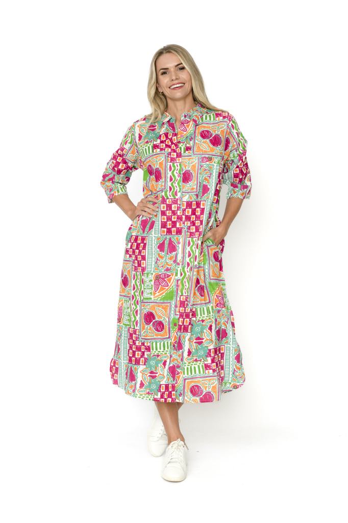 Sophia Shirt Dress (orange sun)