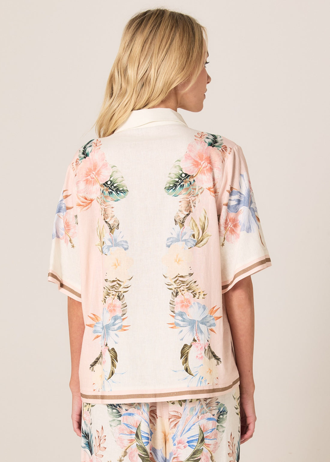 Solara Split Neck Blouse Pink