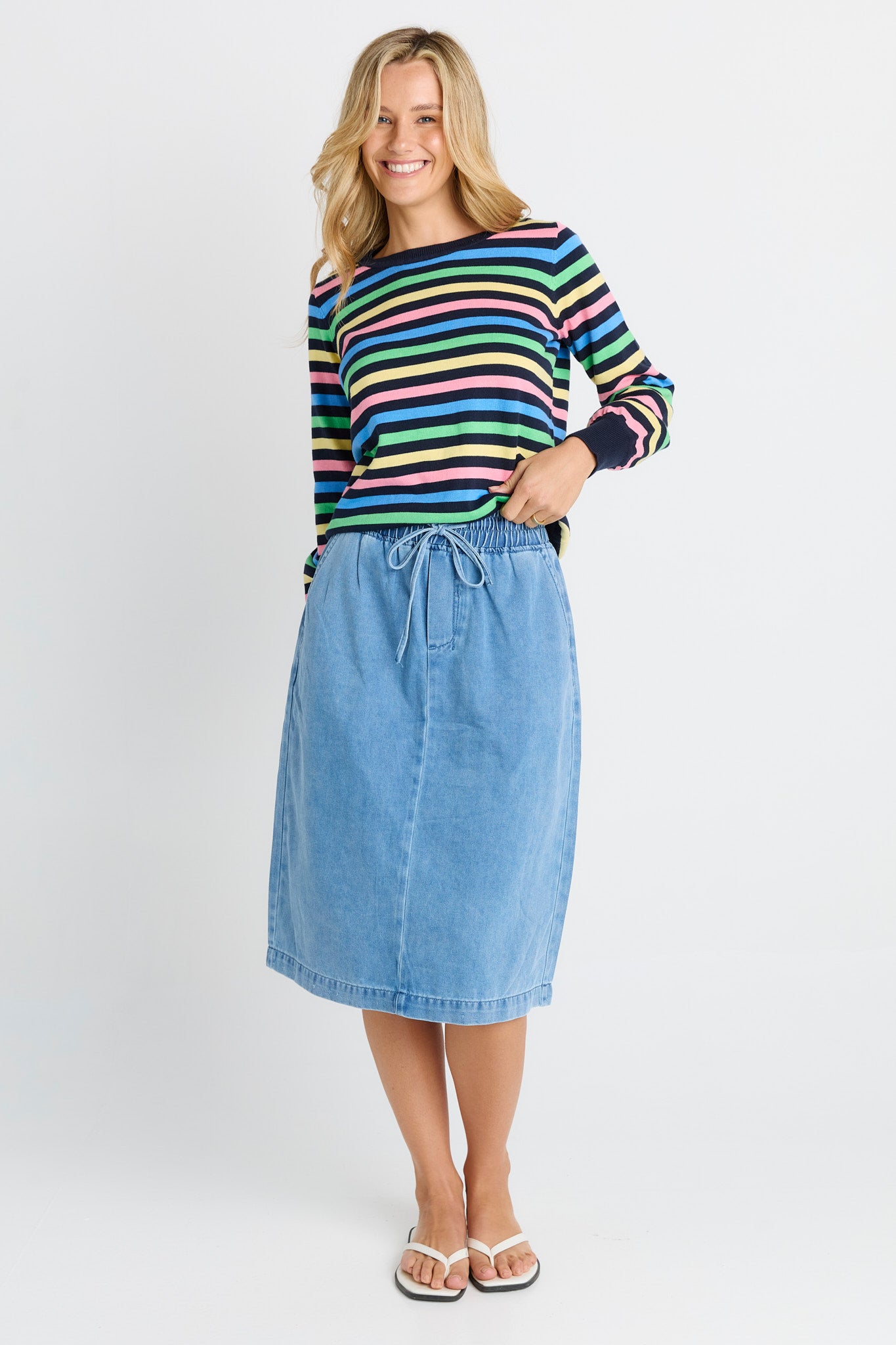 Quinn cotton Skirt- Blue Medium Denim