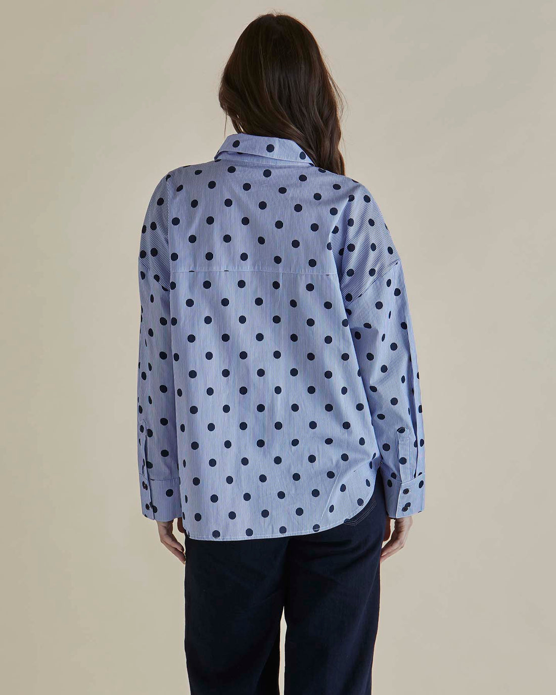 Sage Shirt polka dot stripe