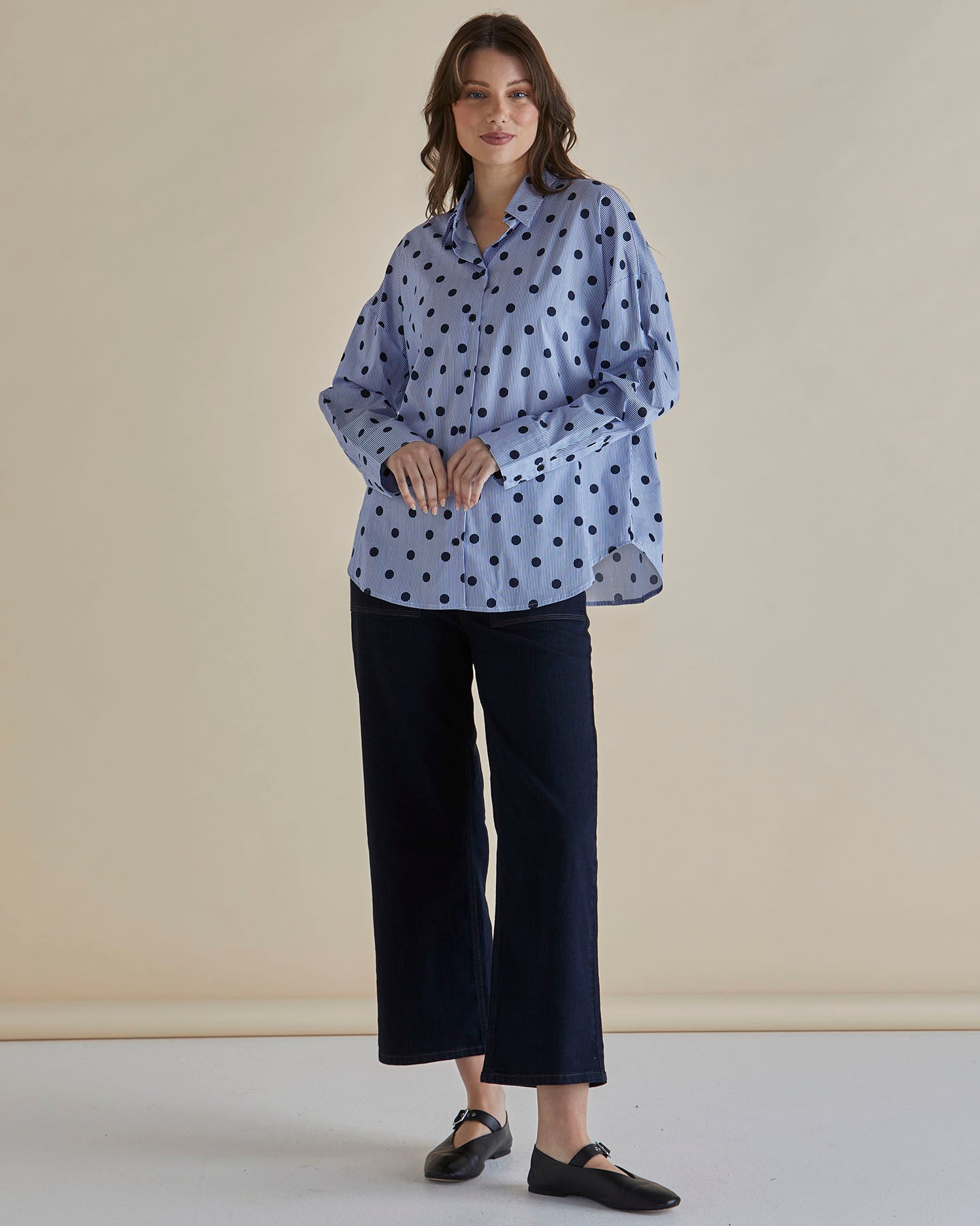 Sage Shirt polka dot stripe