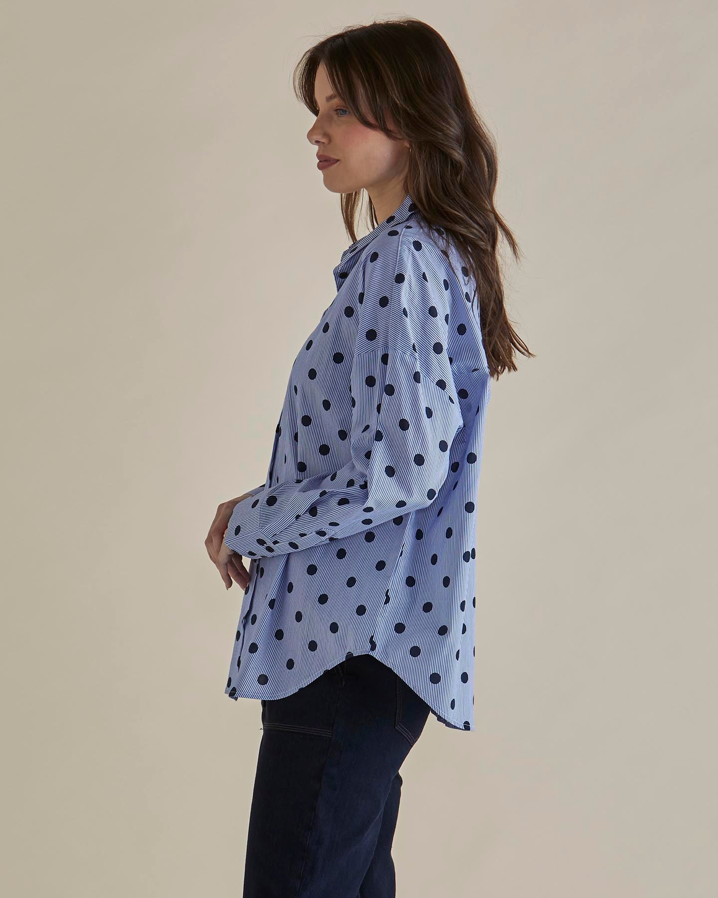 Sage Shirt polka dot stripe