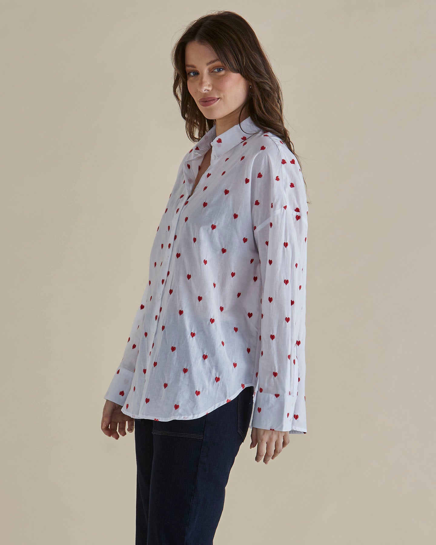 Sage shirt red heart