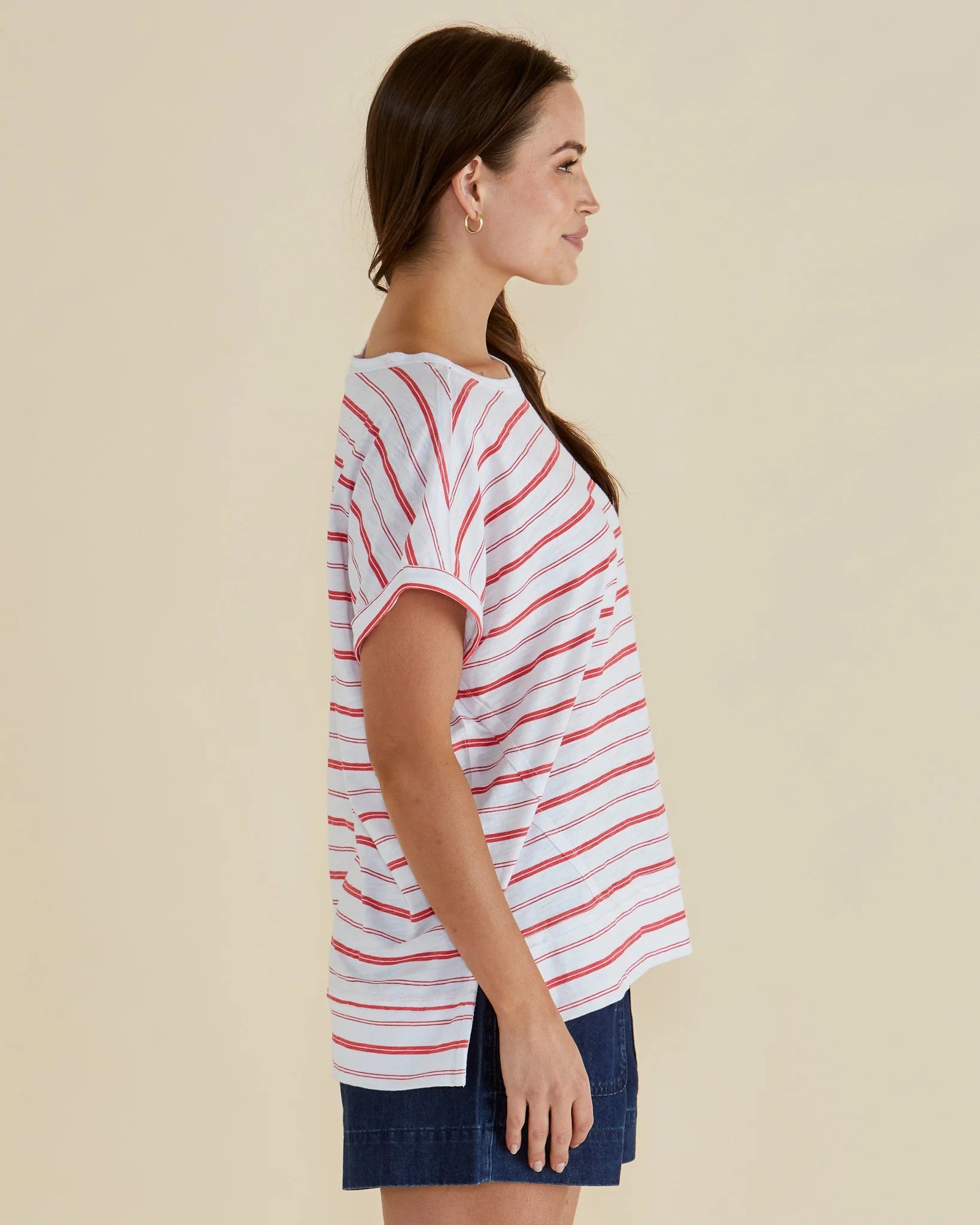 Shirley Tee grapefruit stripe