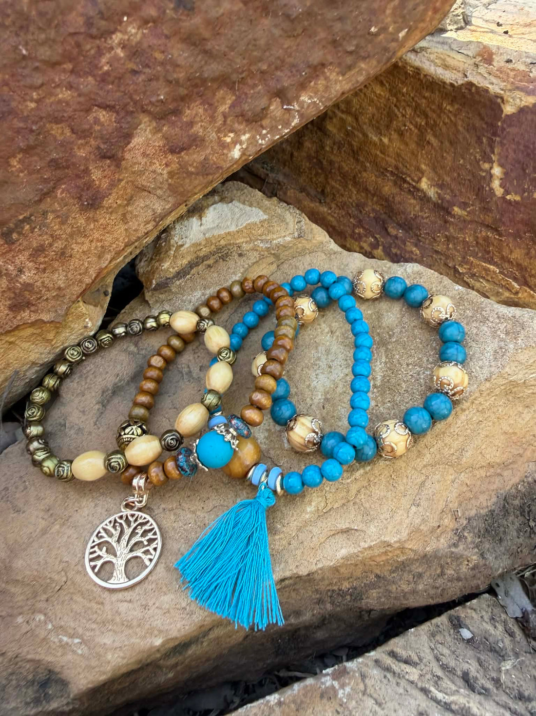 Teal Blue Tree of Life Bracelet