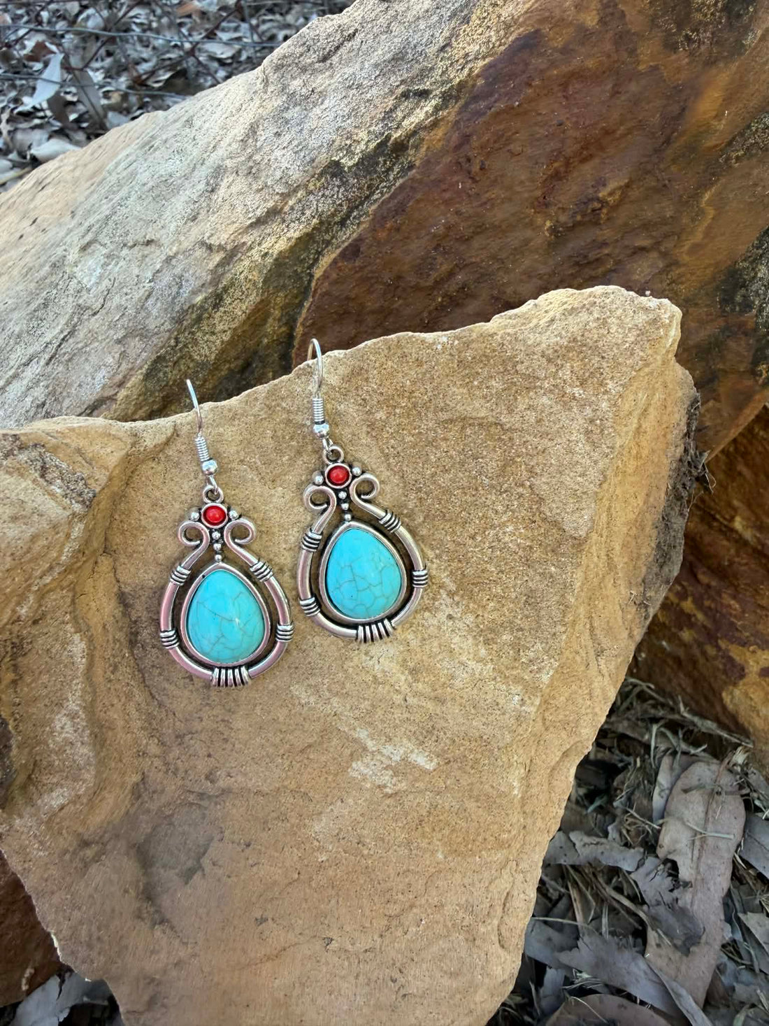 Turquoise Ember Earring Tassel drop Dangle