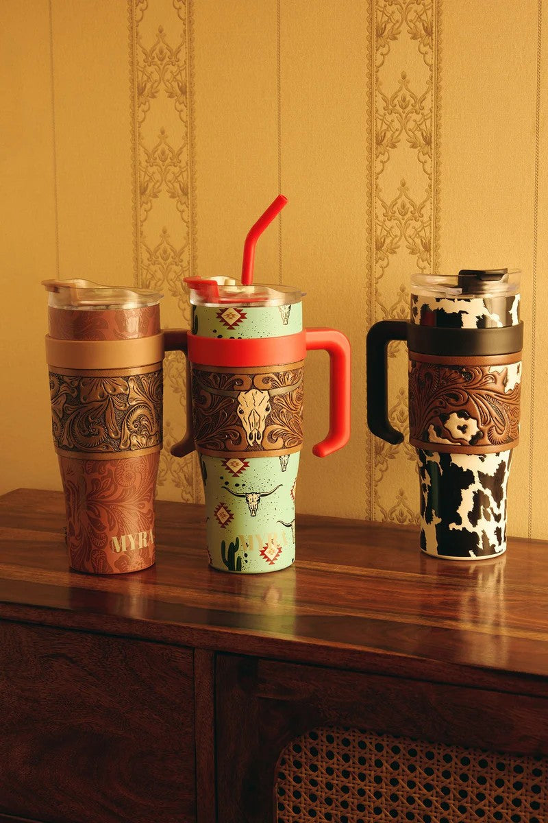 Wide Wyoming Tumbler in brown/white