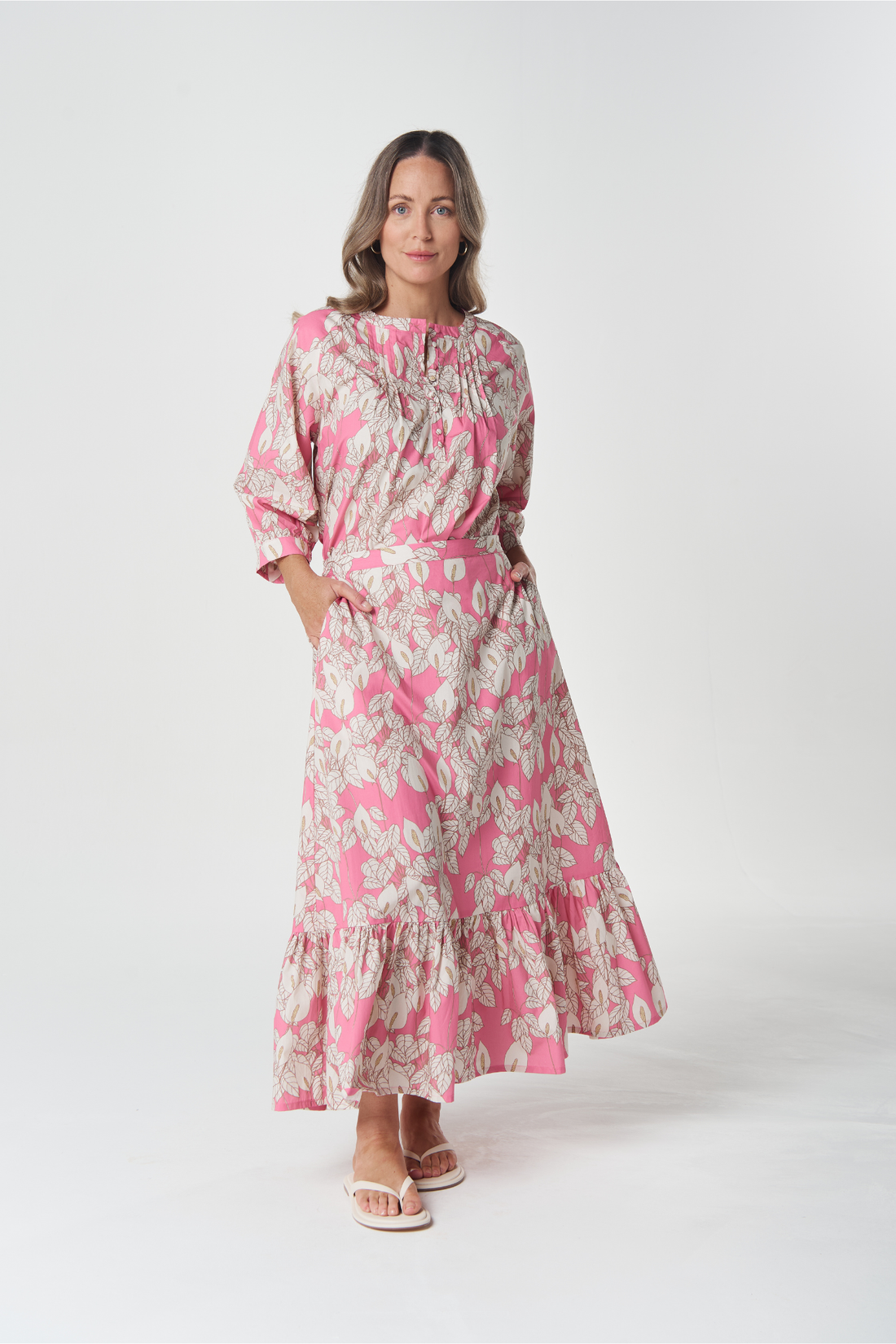 Glisten Cap Sleeve Dress - flamingo flower