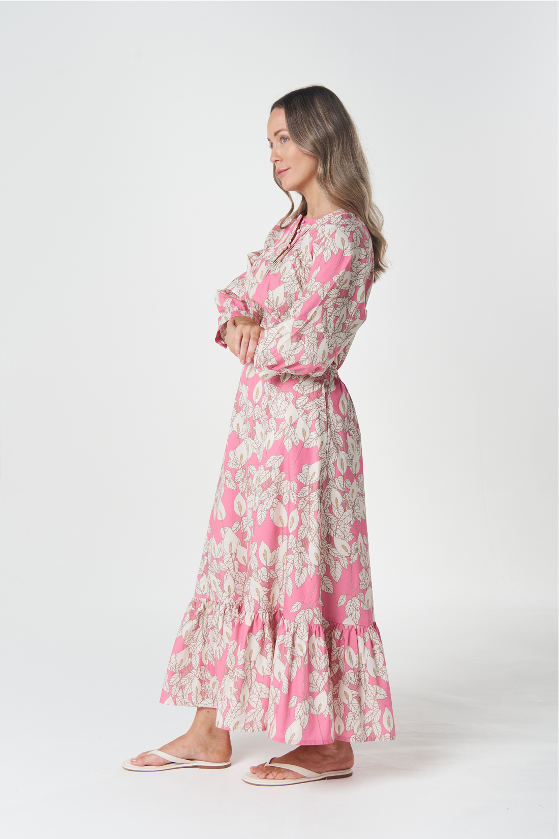 Glisten Cap Sleeve Dress - flamingo flower