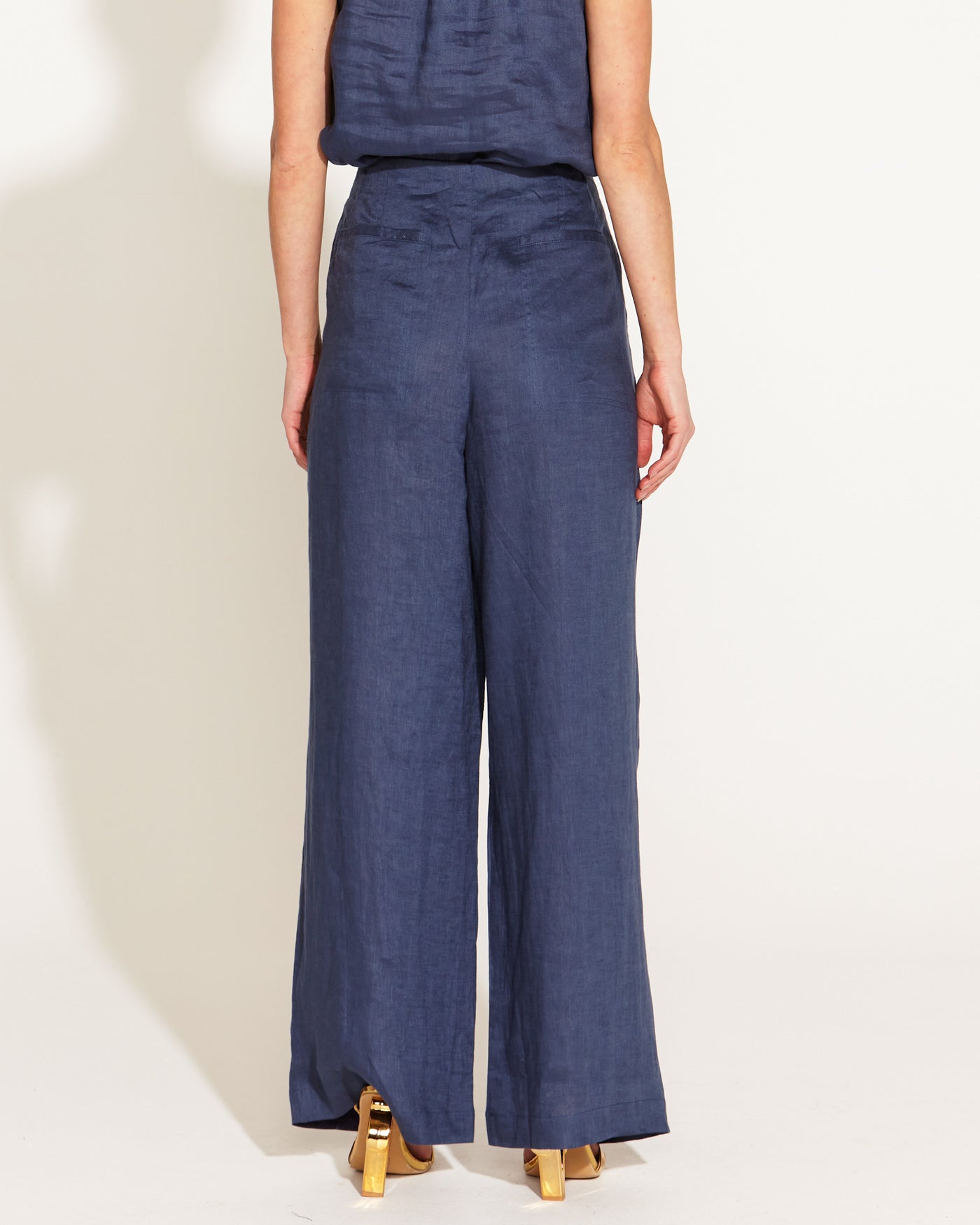 A walk in the park high waisted wide leg pant navy