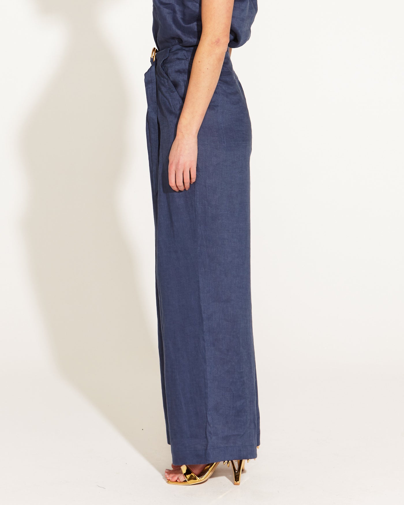 A walk in the park high waisted wide leg pant navy