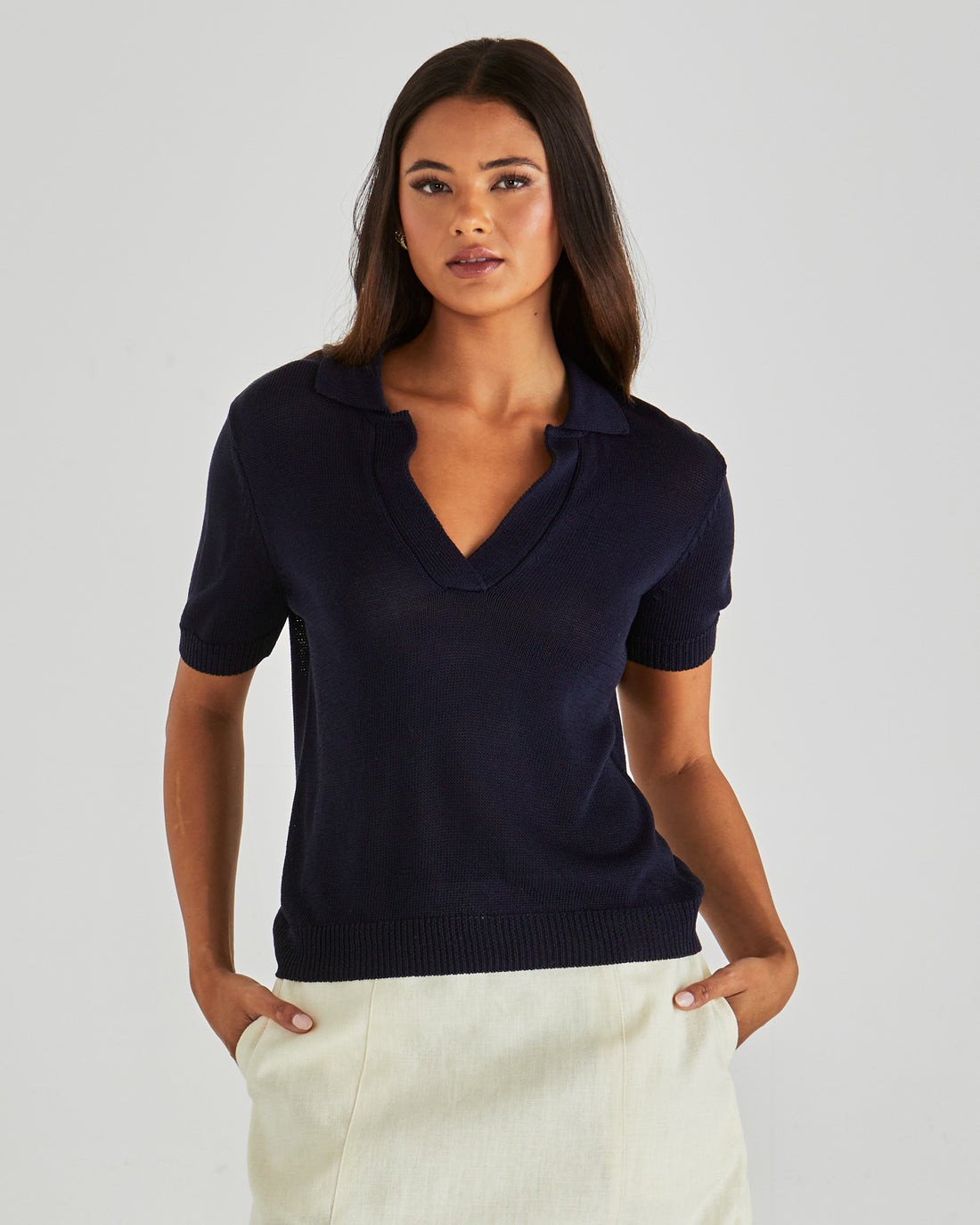 Abbie Knit Polo navy