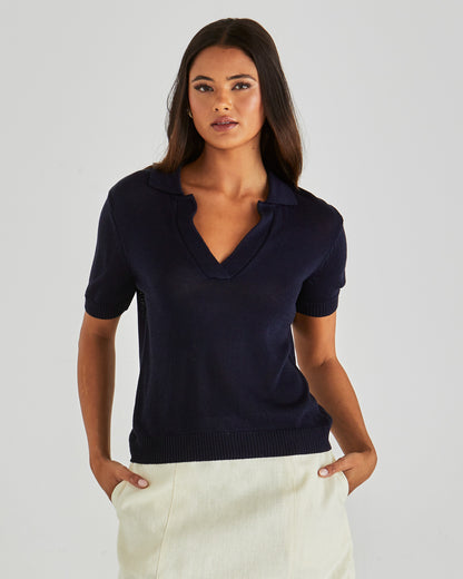 Abbie Knit Polo navy