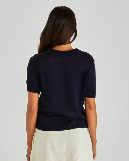 Abbie Knit Polo navy