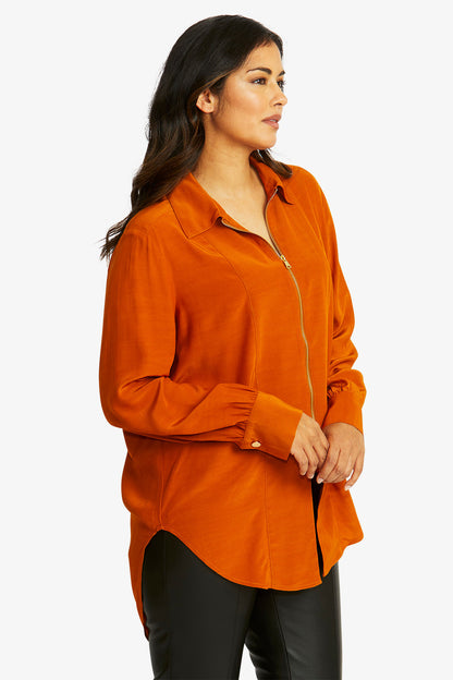 Allegra Zip Shirt Cashew