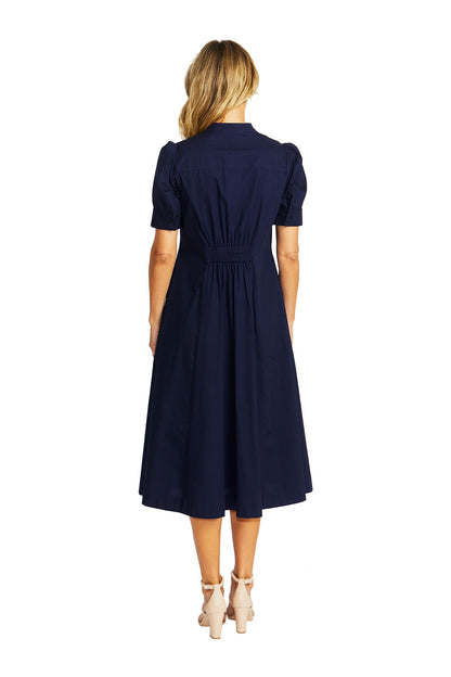 Audrey Rosette Dress Navy