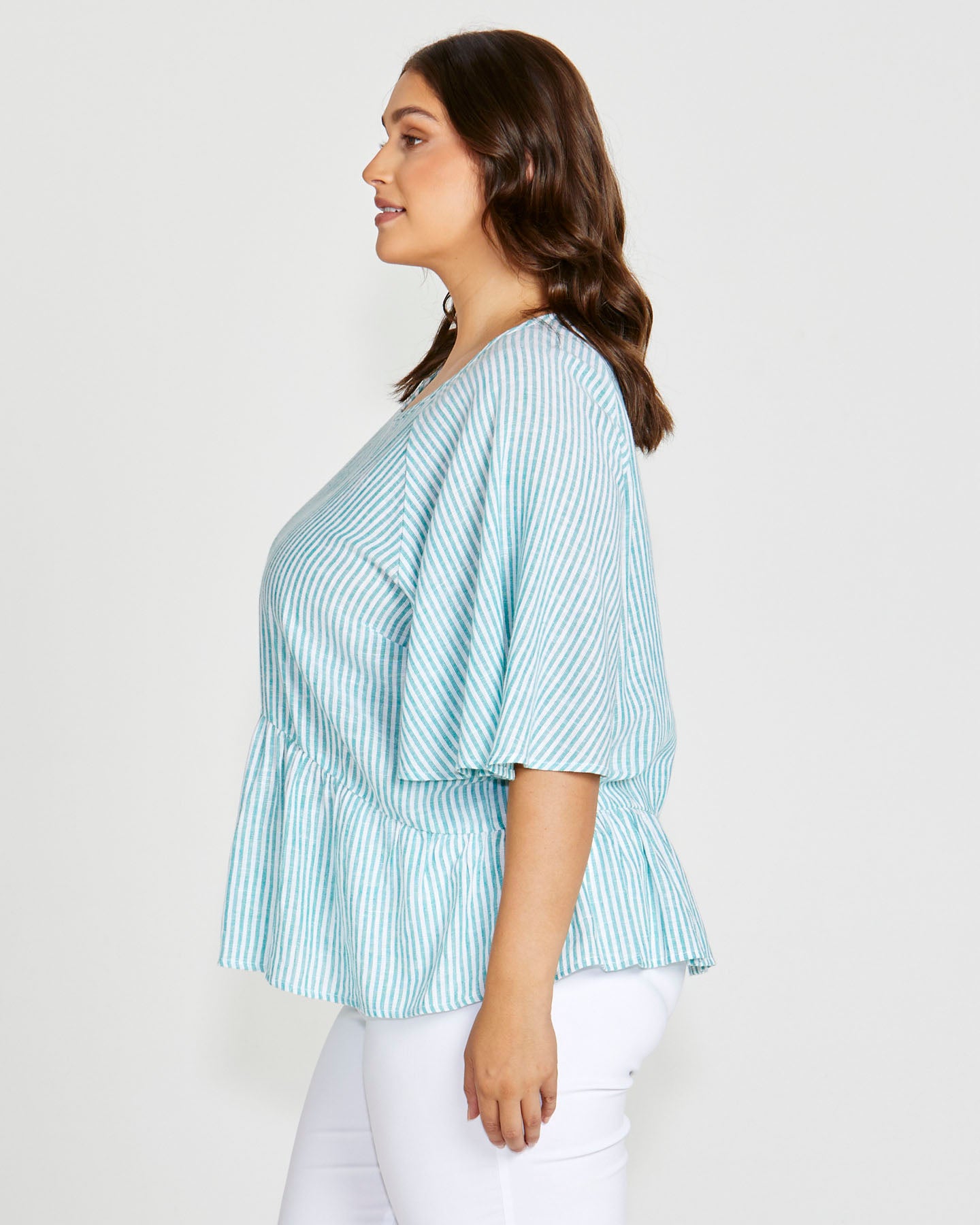 Cassandra top teal stripe