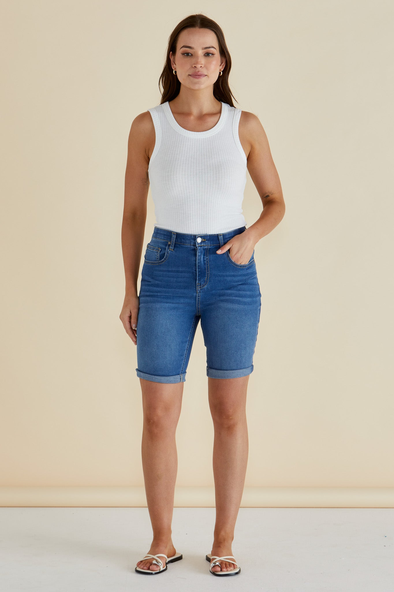 Bonnie Bermuda denim short indigo