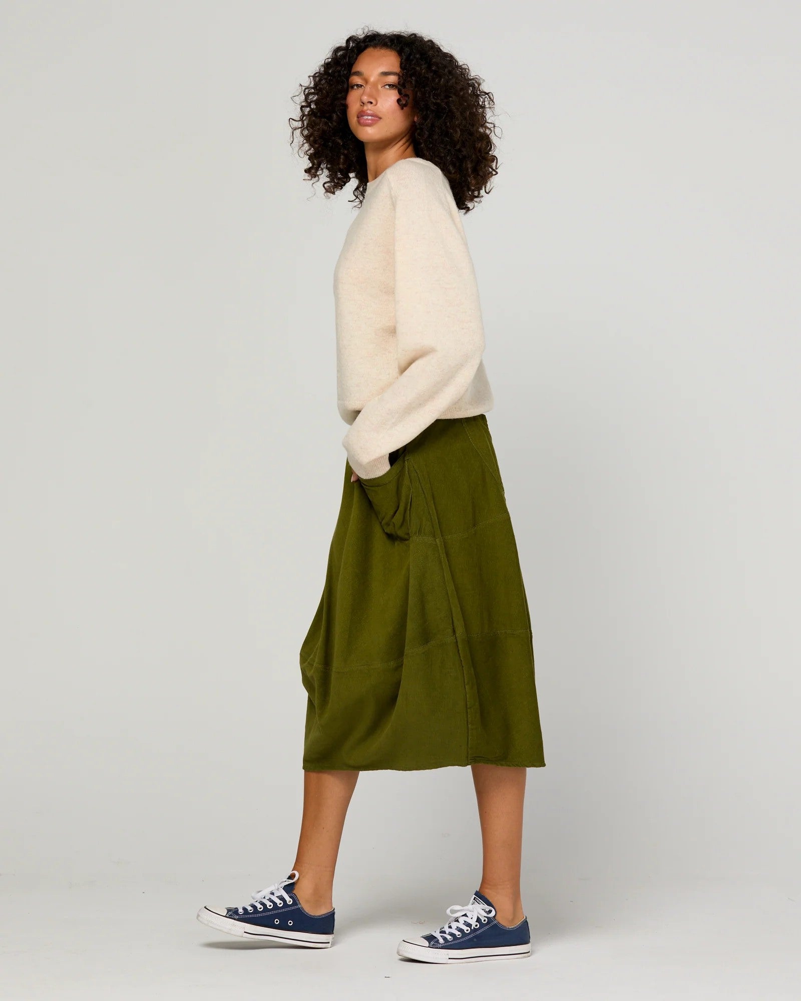 Cord Guru Skirt - Olive Green