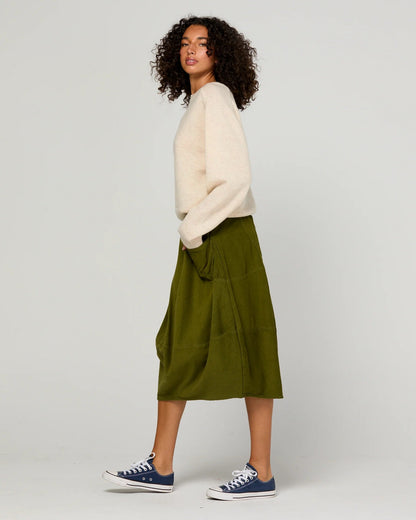 Cord Guru Skirt - Olive Green