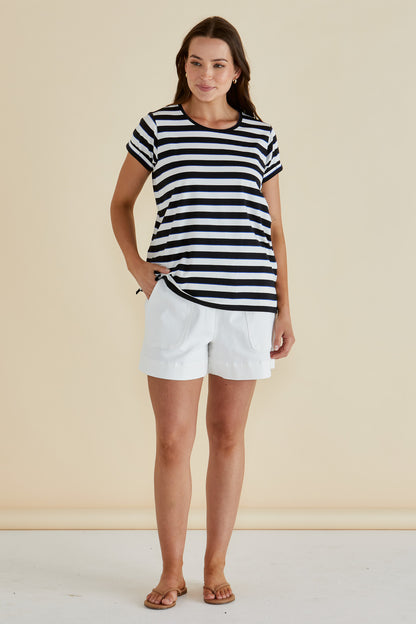 Caia Crew Tee blue/black stripe