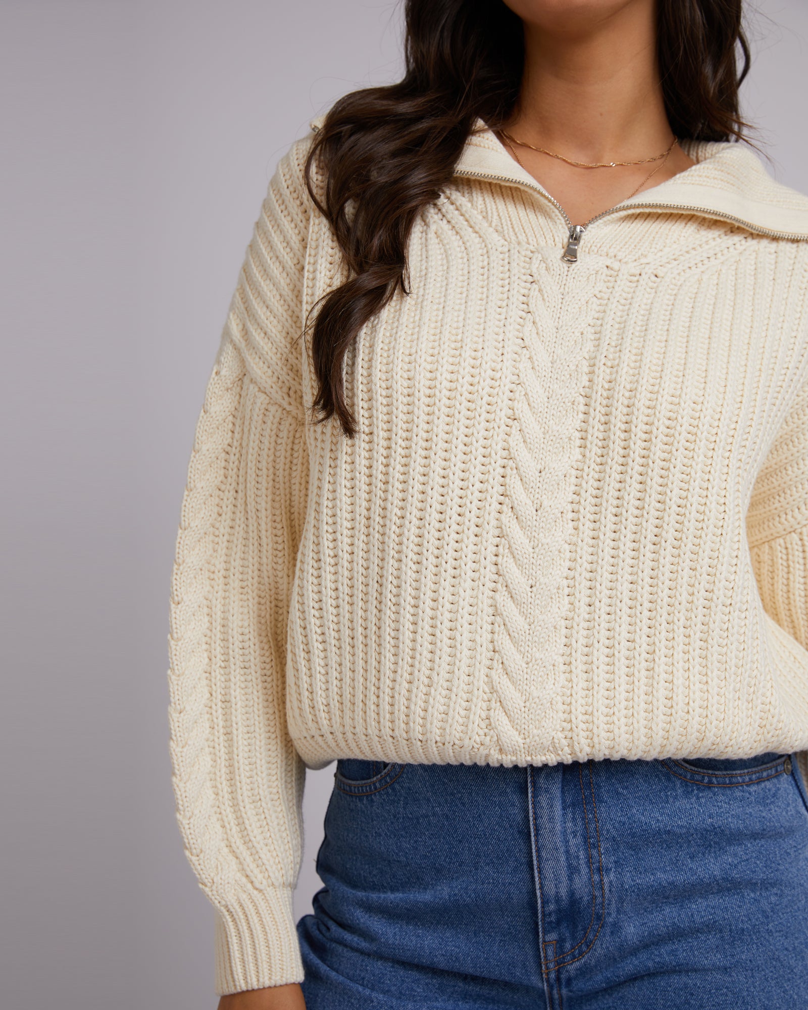 Dahlia 1/4 zip knit white