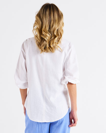 Elanora White Linen Blouse