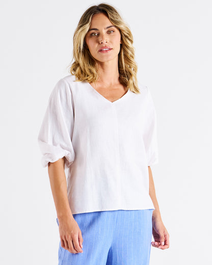 Elanora White Linen Blouse