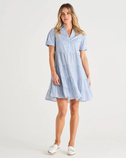 Estelle dress iris blue stripe