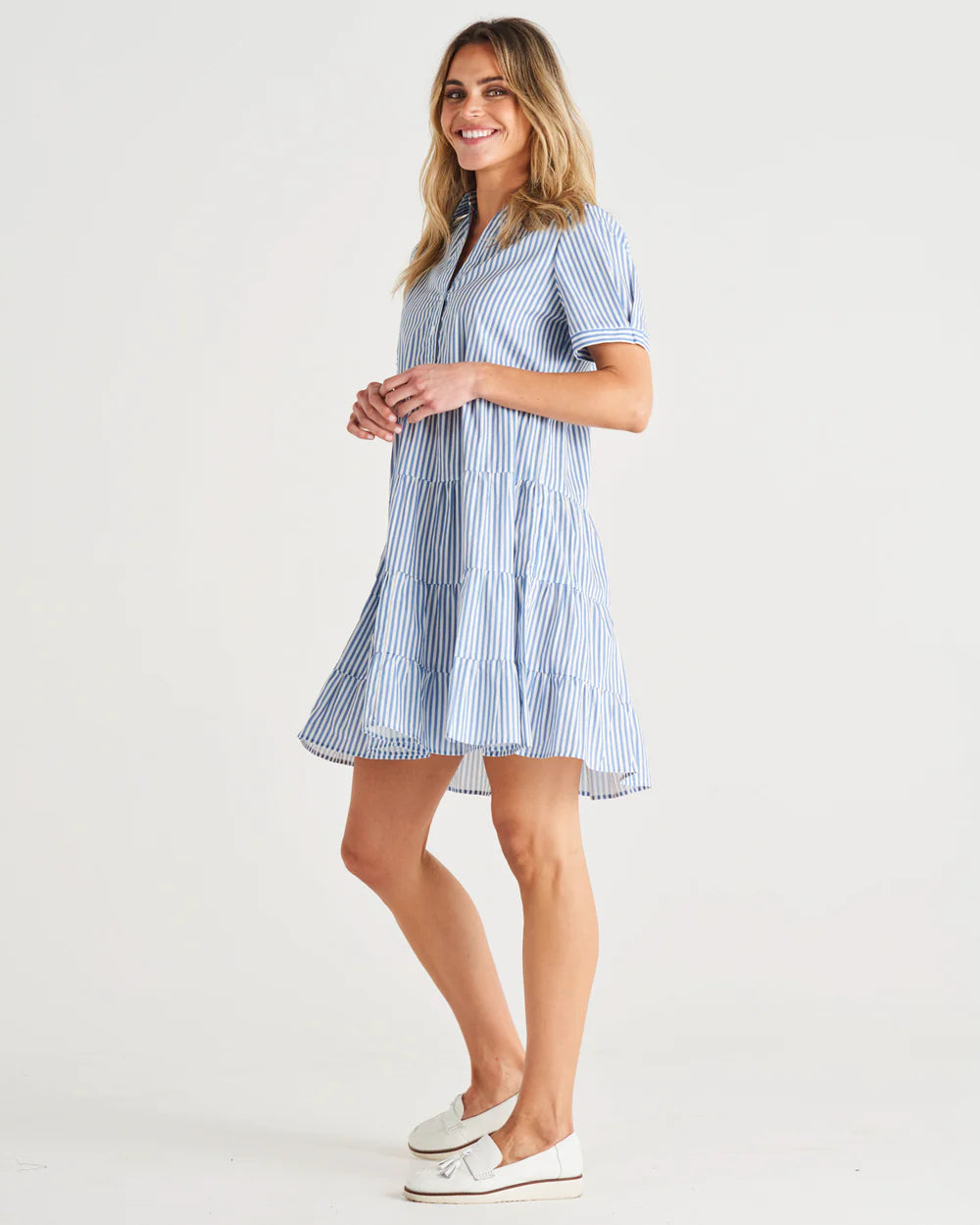 Estelle dress iris blue stripe