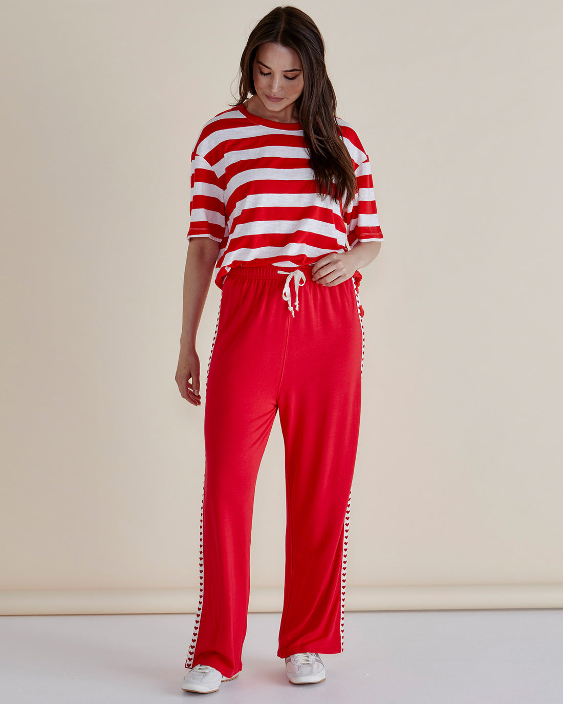 Evelyn Wide Leg Jogger red trim