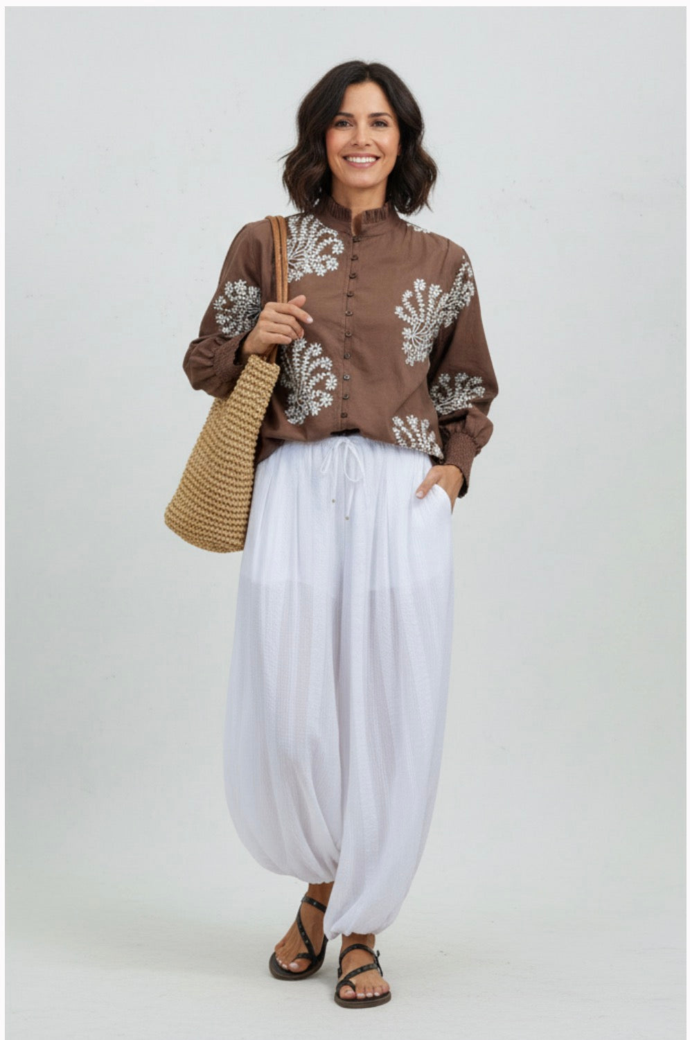 Chocolate Embroidered Blouse