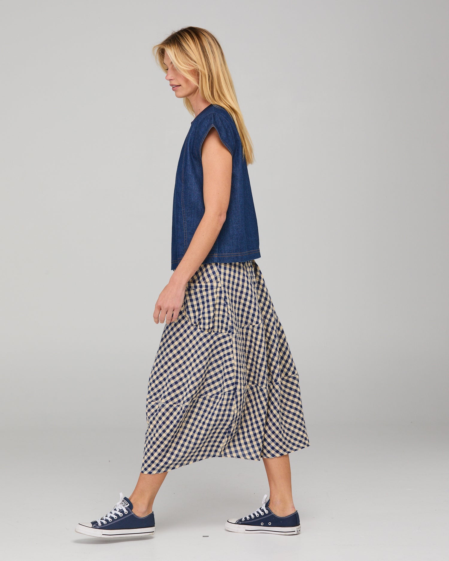 Guru Skirt navy seersucker