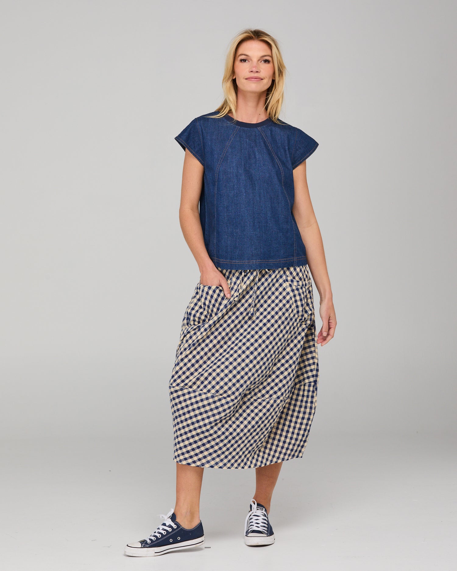 Guru Skirt navy seersucker