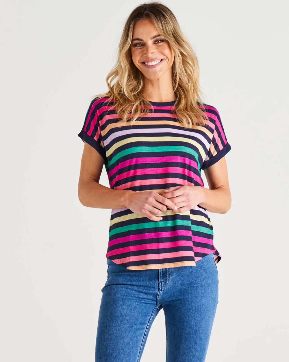Hailey short sleeve tee rainbow stripe