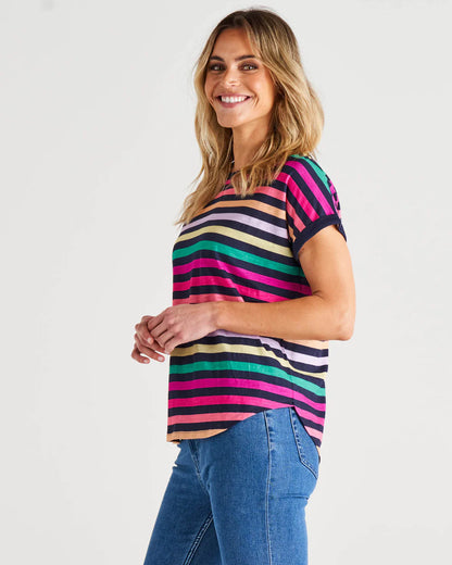 Hailey short sleeve tee rainbow stripe