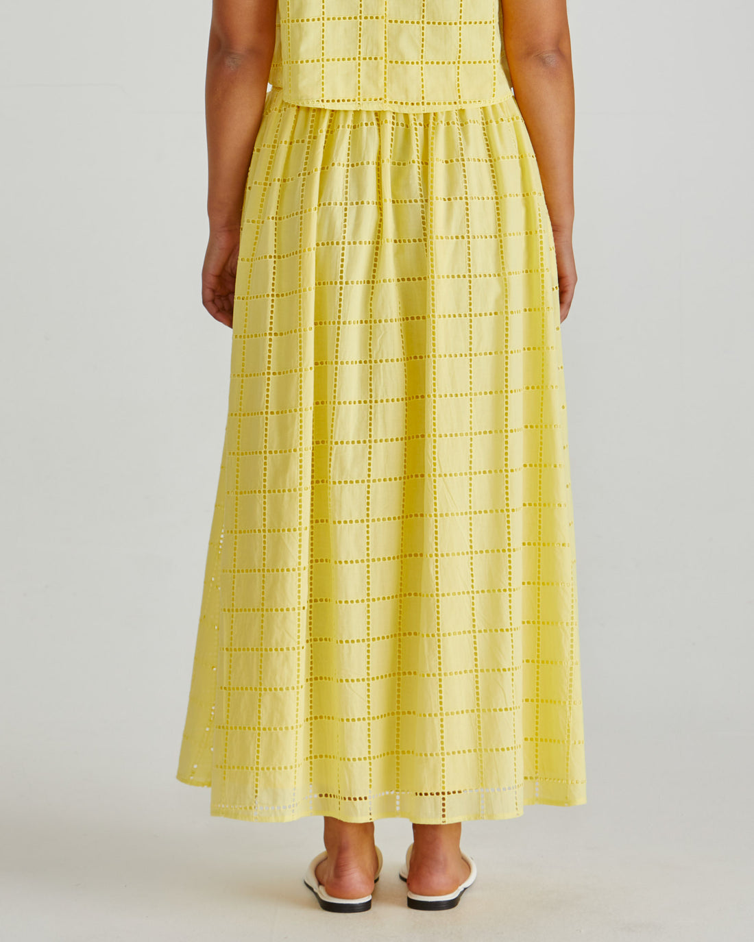Helmi broderie full skirt yellow/pink