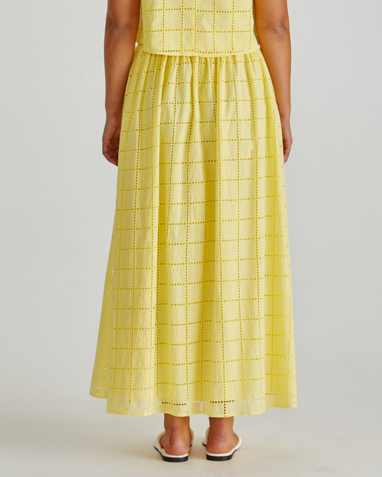 Helmi broderie full skirt yellow/pink