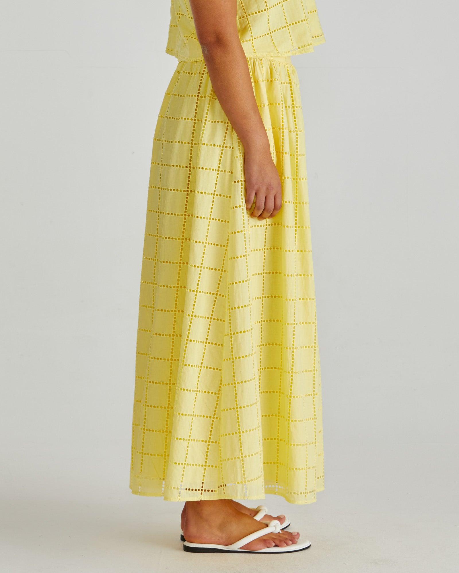Helmi broderie full skirt yellow/pink