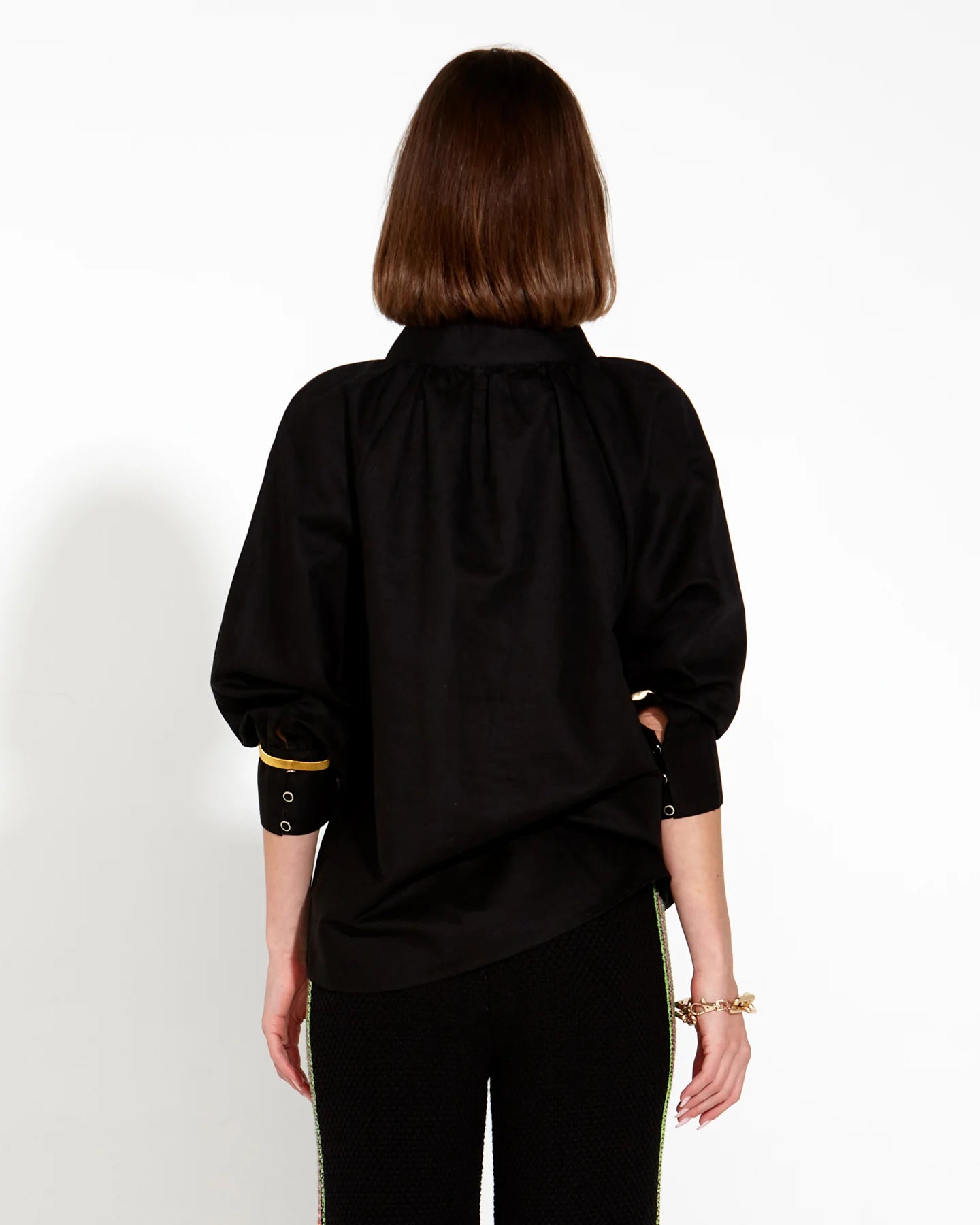 Heritage Linen Batwing Blouse black