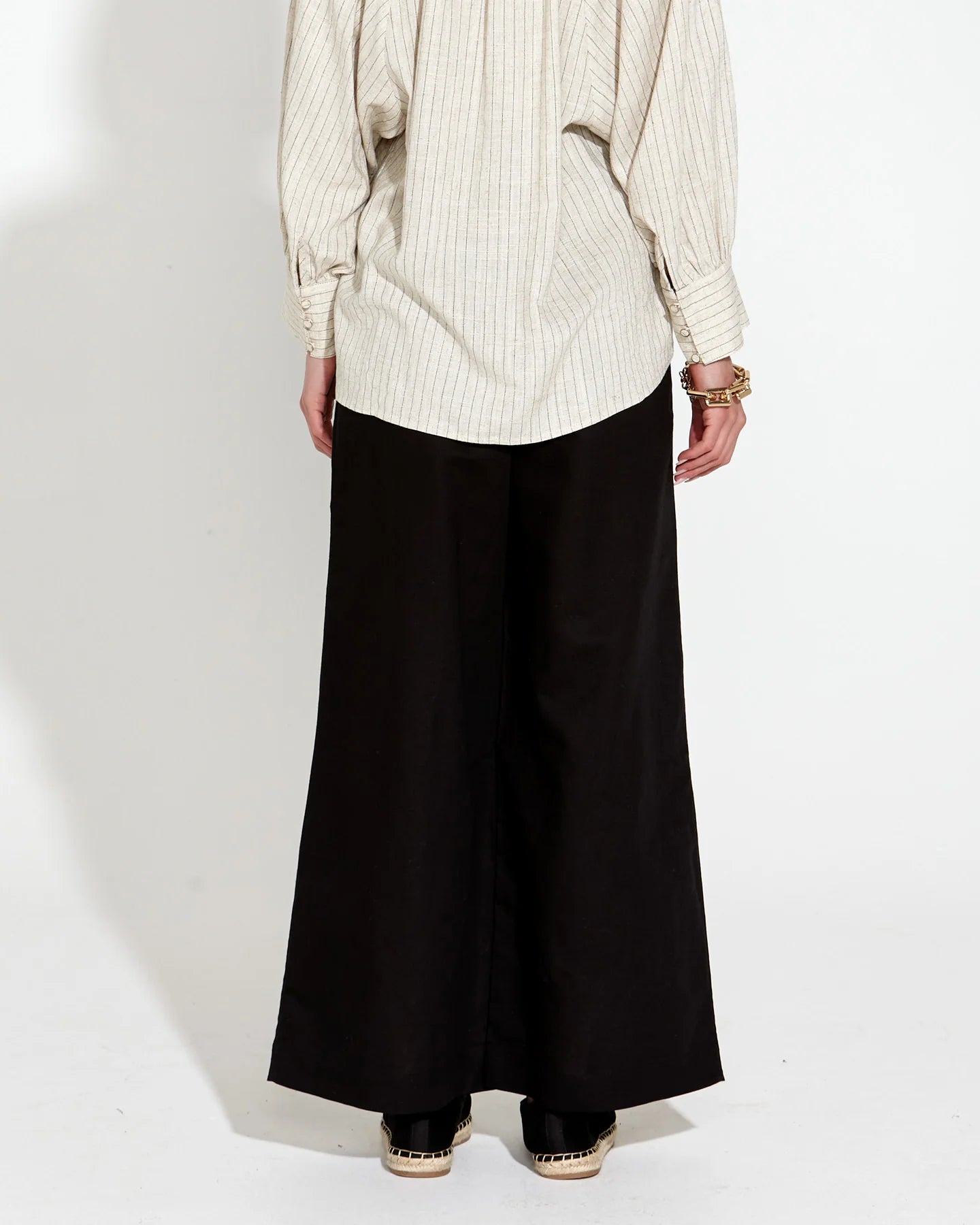 Heritage Linen Wide Leg Pant black