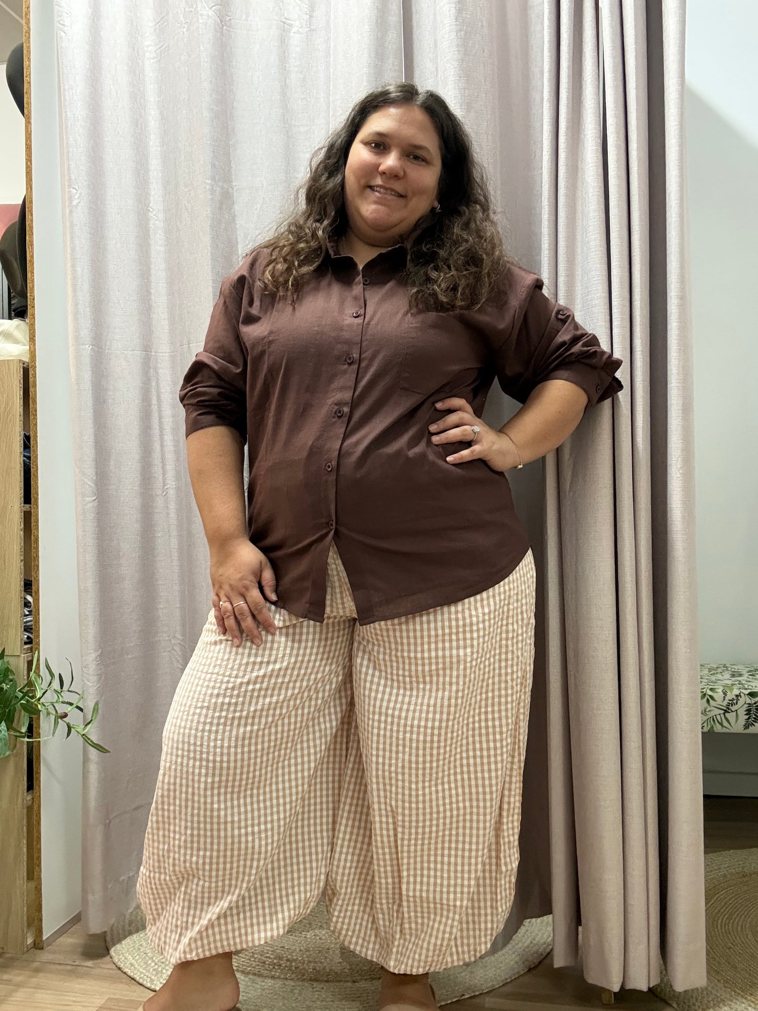 Ballon pant - Latte check