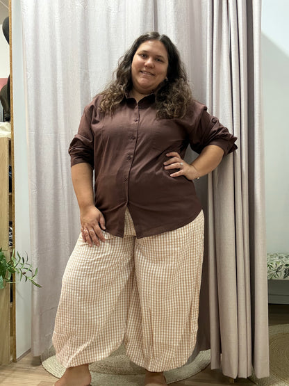 Ballon pant - Latte check